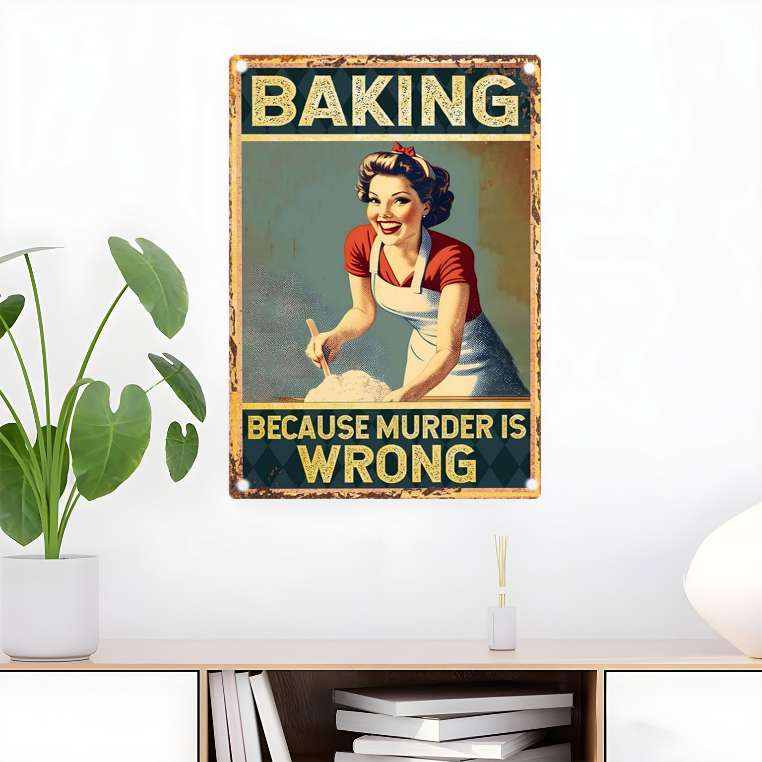Kitchen Baking Quotes - Zabawny metalowy szyld z cytatem o