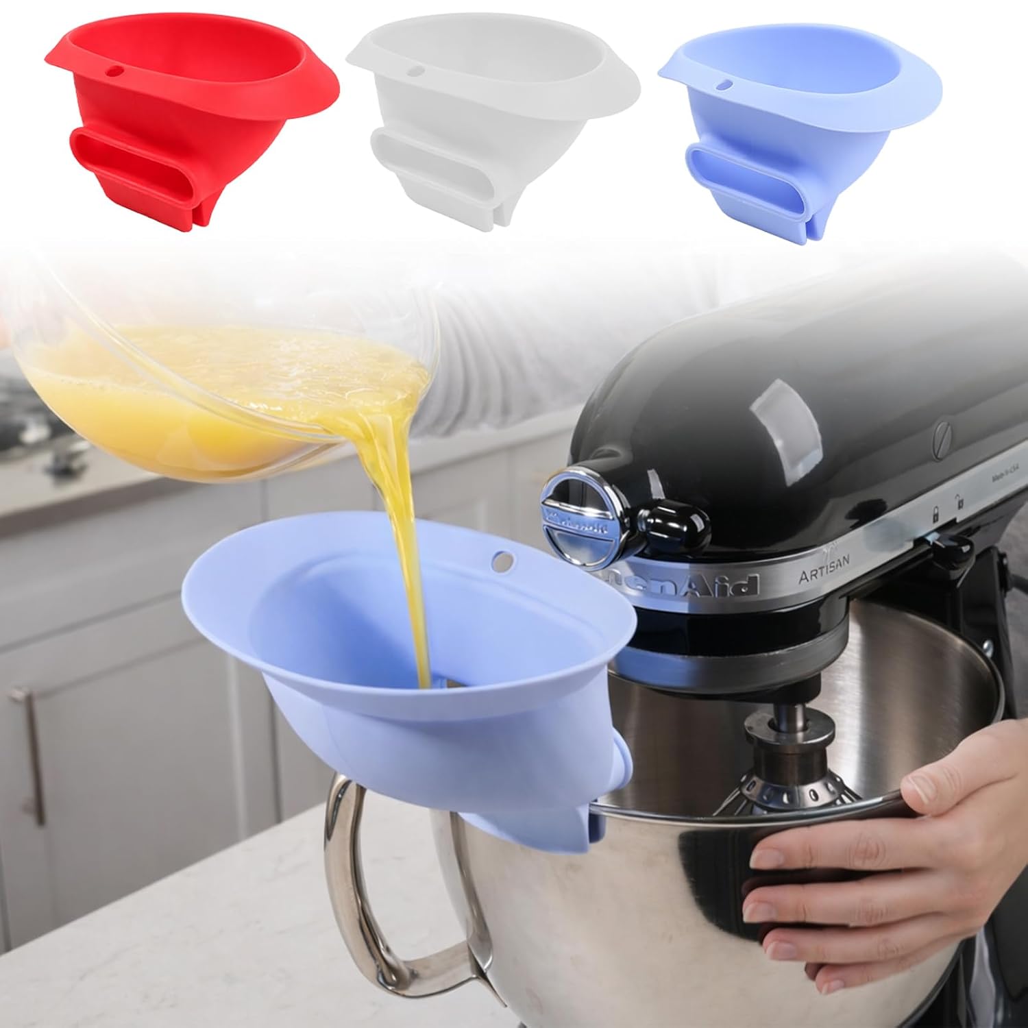 Kitchen Aid Baking Bread - Silikonowy lejek do mąki KitchenAid, niebieski,
