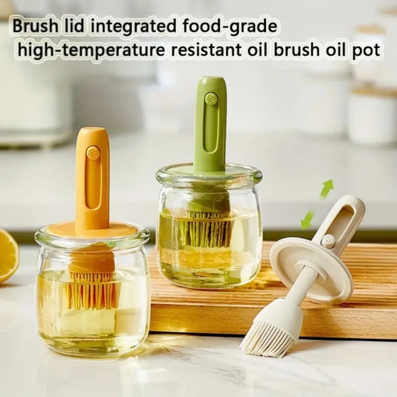 Kitchen Glass Baking Set - Butelka dozująca olej z silikonowym pędzelkiem,
