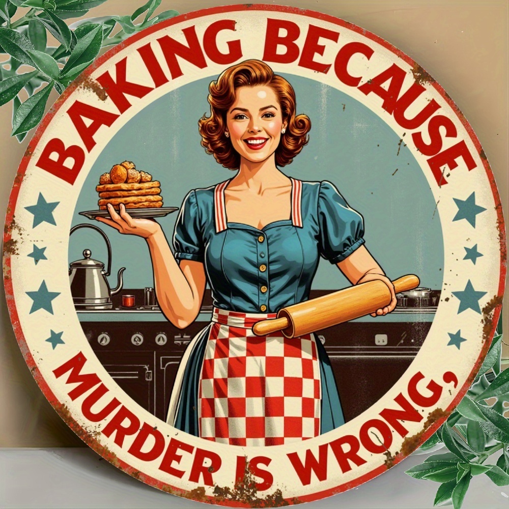 Vintage Aluminiowa Okrągła Tab – Kitchen Baking Quotes recenzja i cena